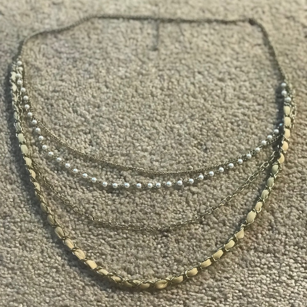 Pearl Nude Beaded Lace Necklace